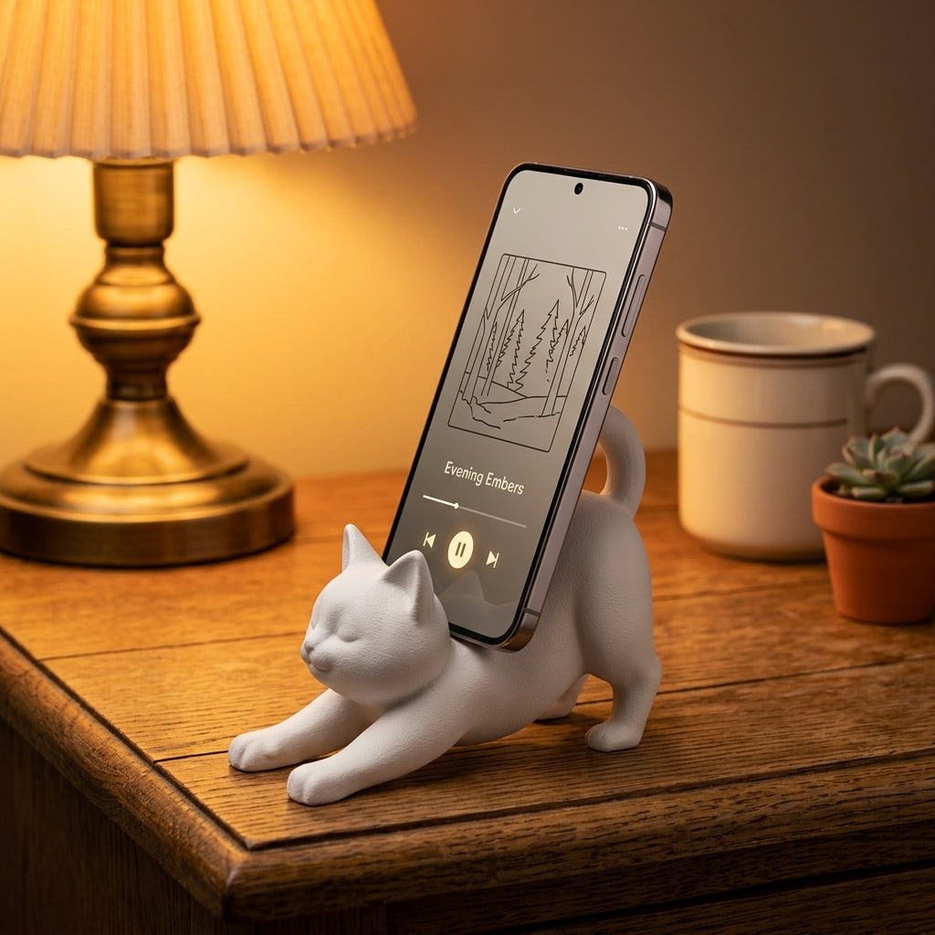 Cat phone stand side view