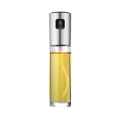 Glass oil sprayer with silver pump top