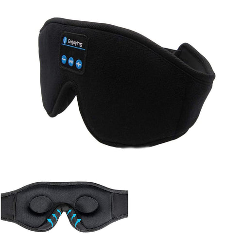 Willow & Dusk Bluetooth sleep mask in black with built-in speakers and controls on the band