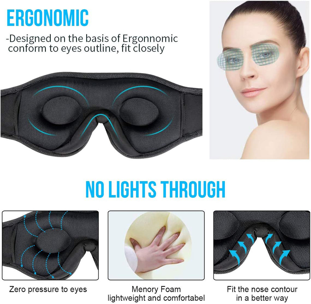 Contoured sleep mask with memory-foam eye cups