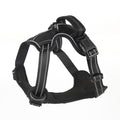 Black reflective dog harness with back grab handle and quick-release buckles