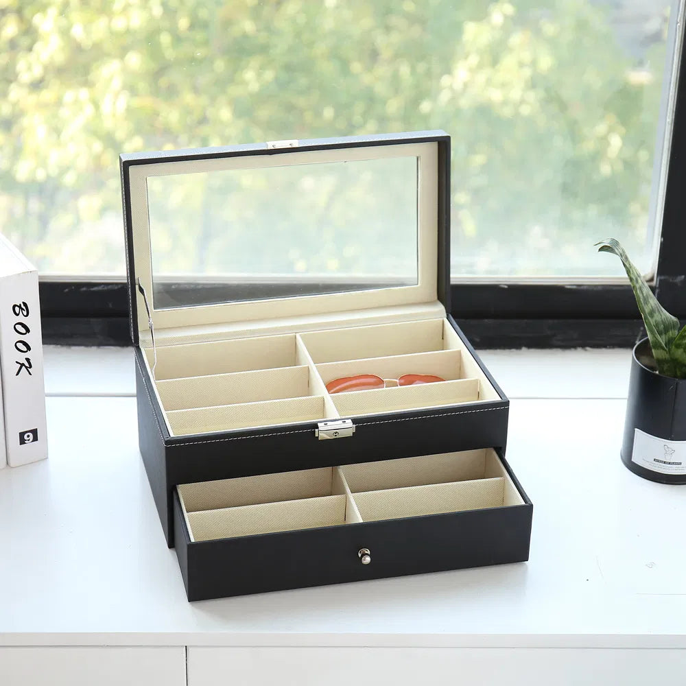 Eyewear organizer on a windowsill