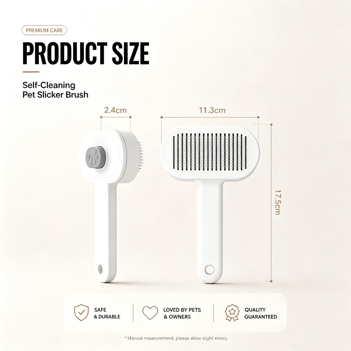 White self-cleaning slicker brush for dogs and cats