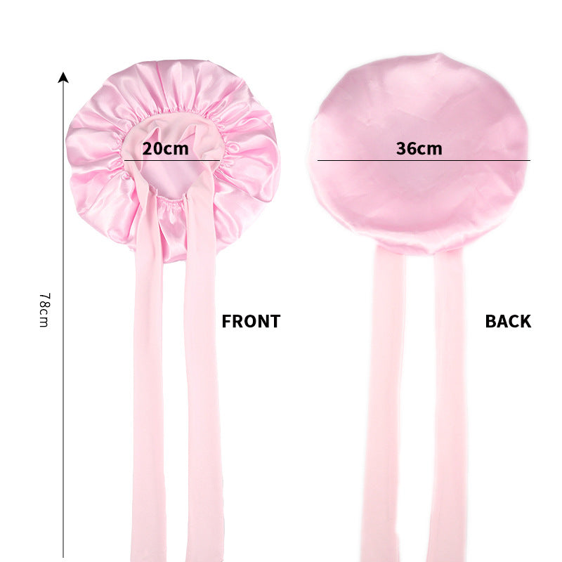 Satin hair bonnet with tie band