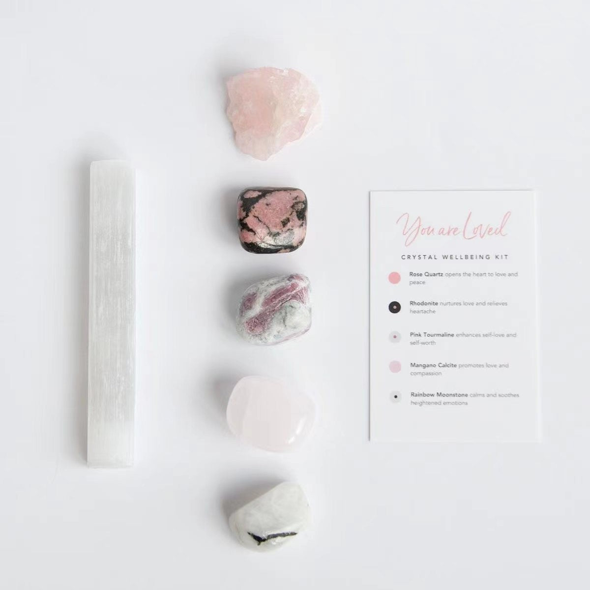 Crystal kit on a nightstand