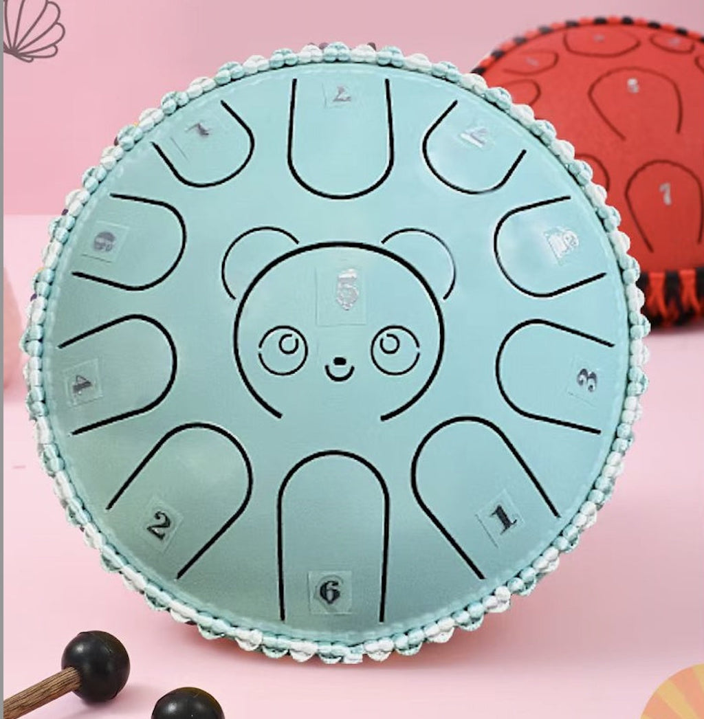 Kane 7-inch steel tongue drum with 11 notes and mallets