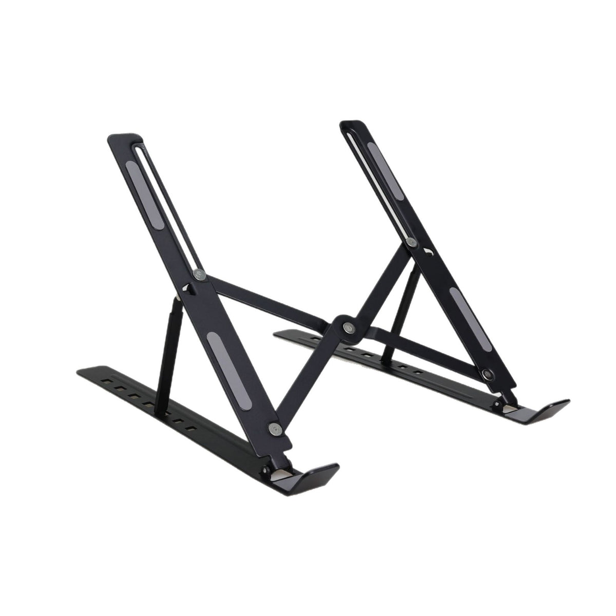 Black foldable aluminium laptop and tablet stand