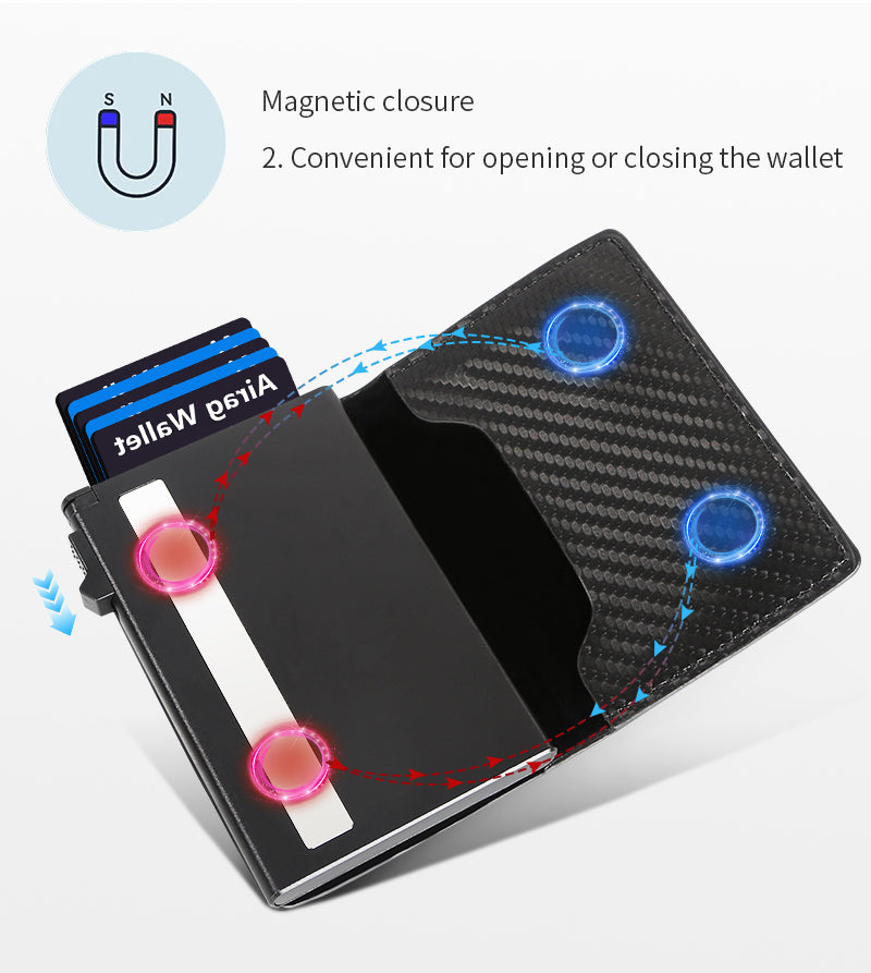 Slim pop-up card wallet with money clip