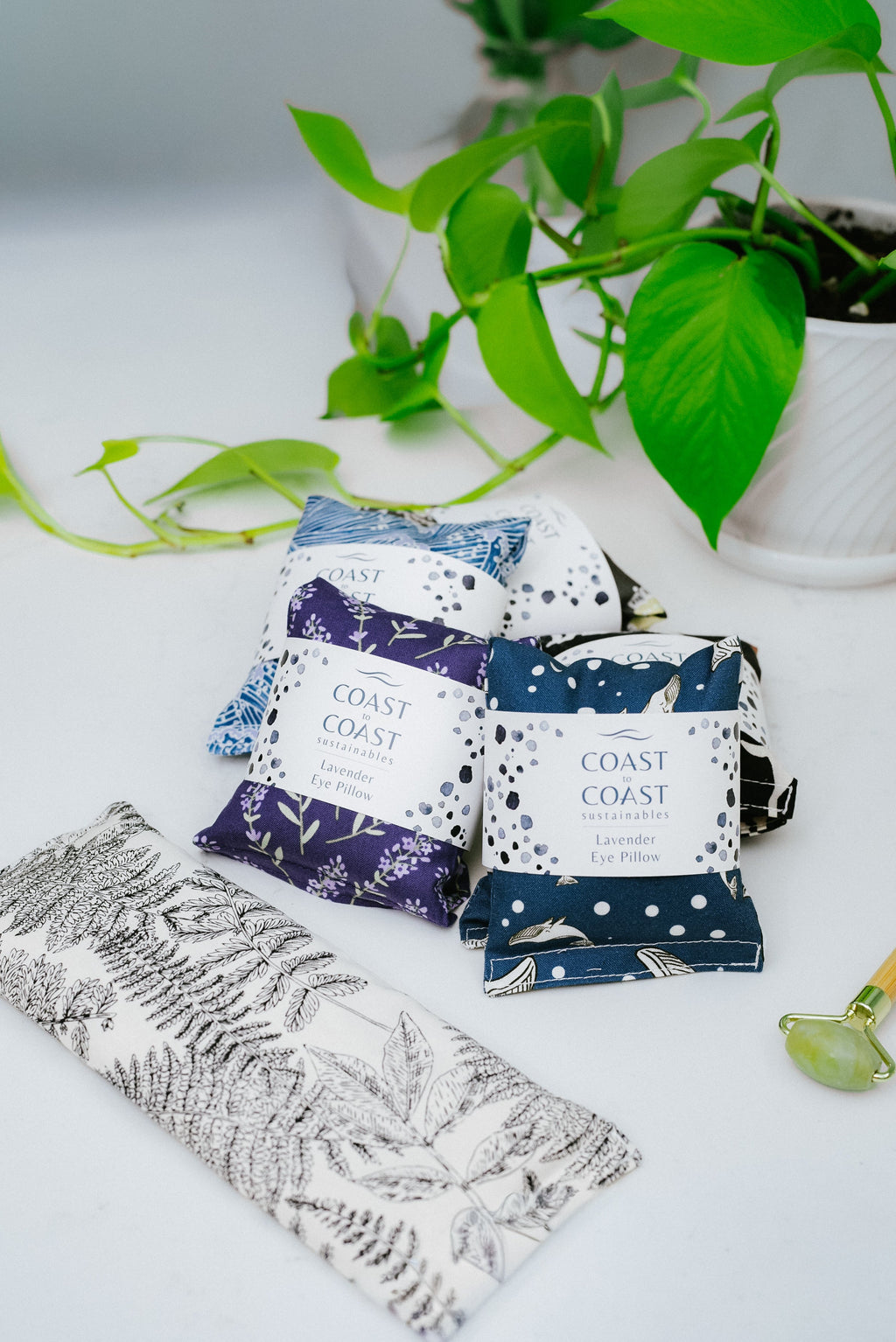 Lavender eye pillows in floral and animal prints