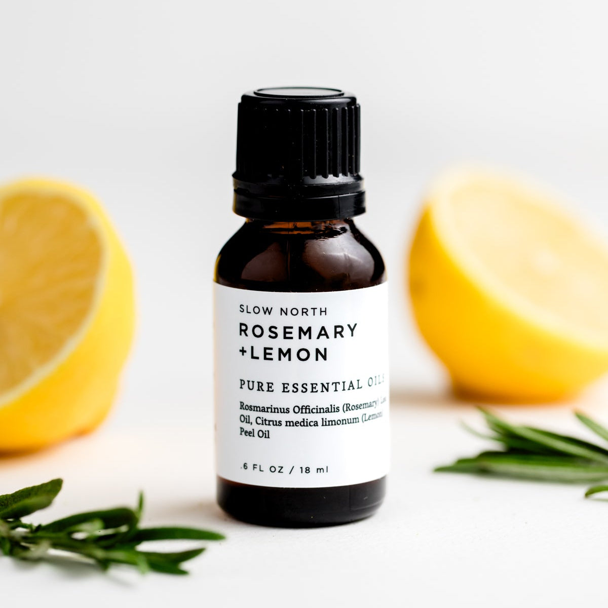 Slow North essential oil diffuser blend in an amber dropper bottle