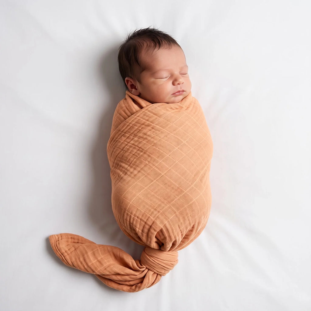 Baby Muslin Swaddle Blanket in Terra Cotta