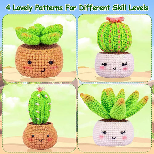 The four succulent patterns in the Amimono kit