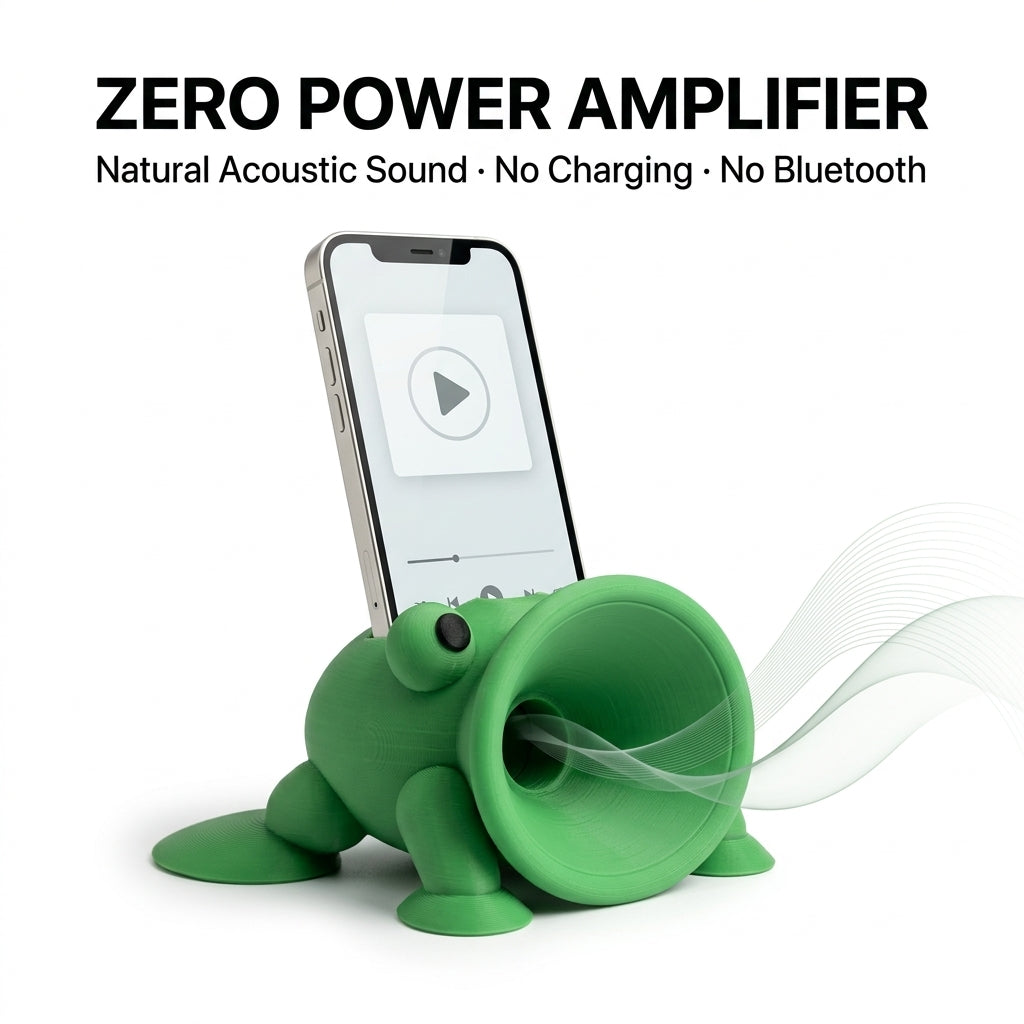 Frog phone stand with sound horn