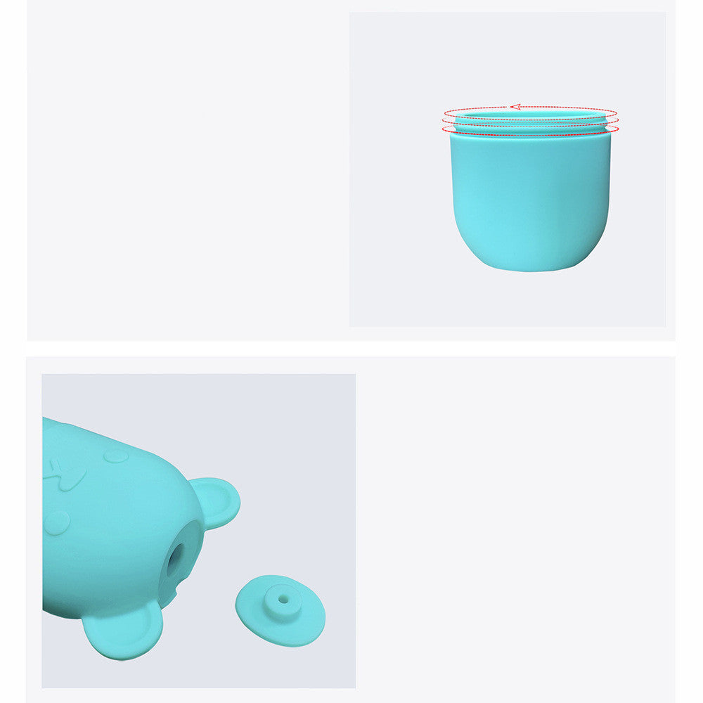 Silicone bear ice roller mold with its cap off