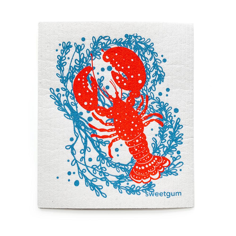 Swedish Dishcloths 3-pack, Lobster, Oysters and Whale by sweetgum home, detail