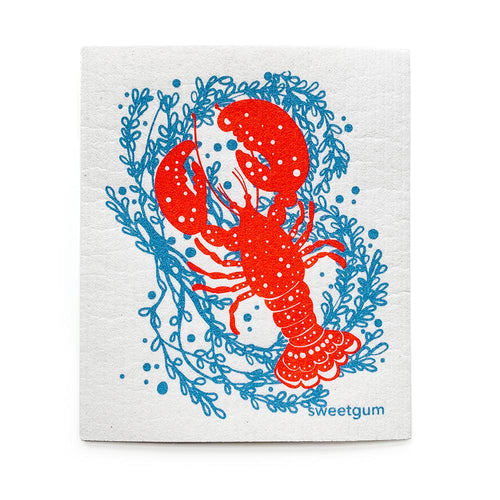 Swedish Dishcloths 3-pack, Lobster, Oysters and Whale by sweetgum home, detail