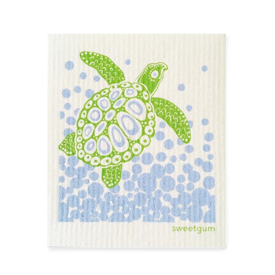 Swedish Dishcloths 3-pack, Sea Turtle, Crab and Octopus by sweetgum home, in use