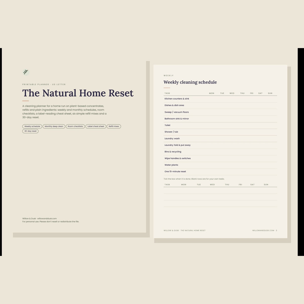 The Natural Home Reset Planner (printable PDF)