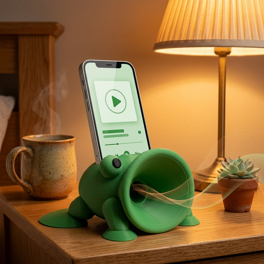 Frog phone stand side view
