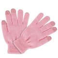 Blush pink knit gloves with touchscreen fingertips