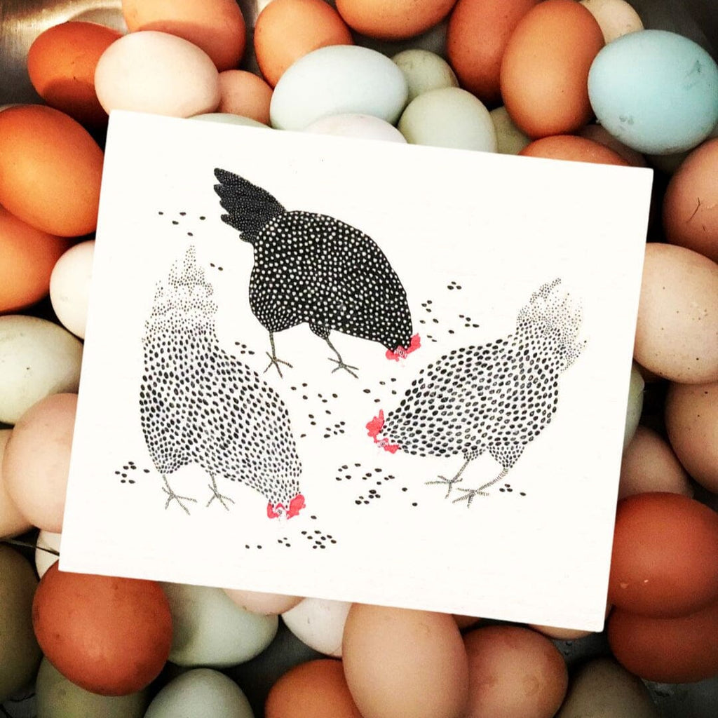 Swedish Dishcloth, Happy Chickens by sweetgum home