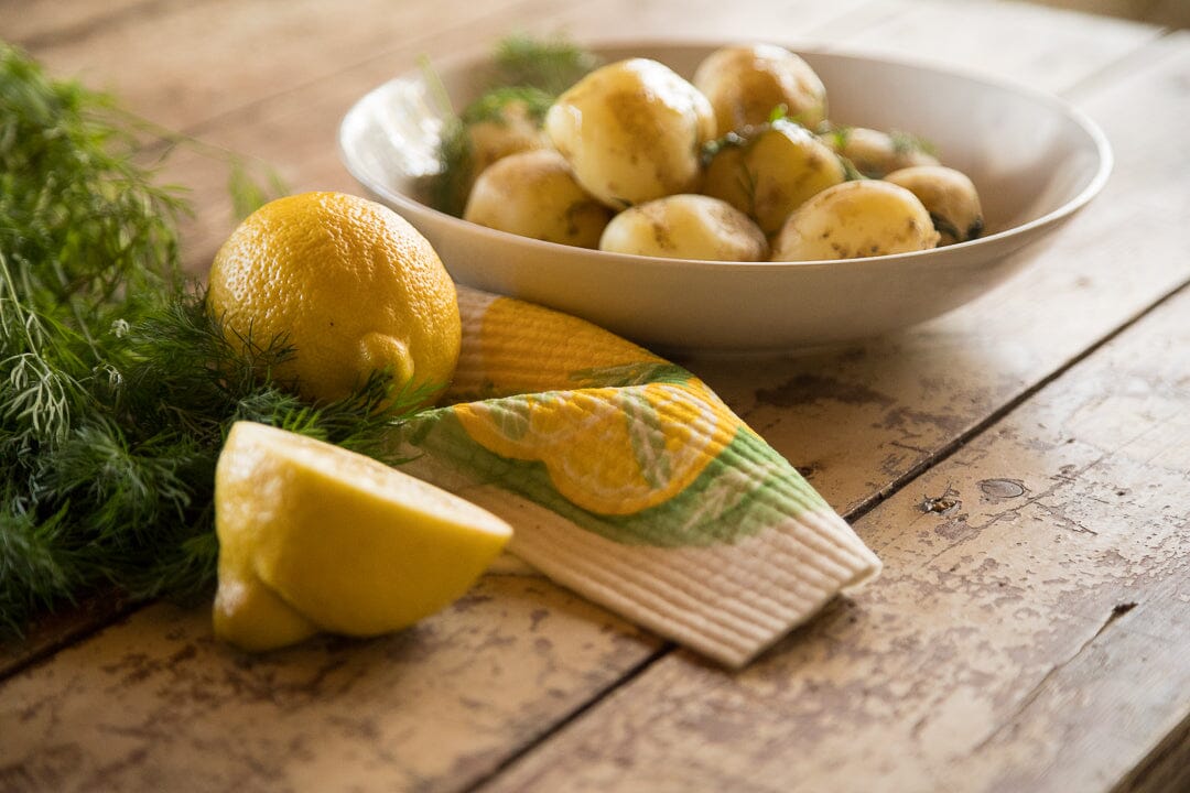 Swedish Dishcloth, Lemons and Sage by sweetgum home, detail