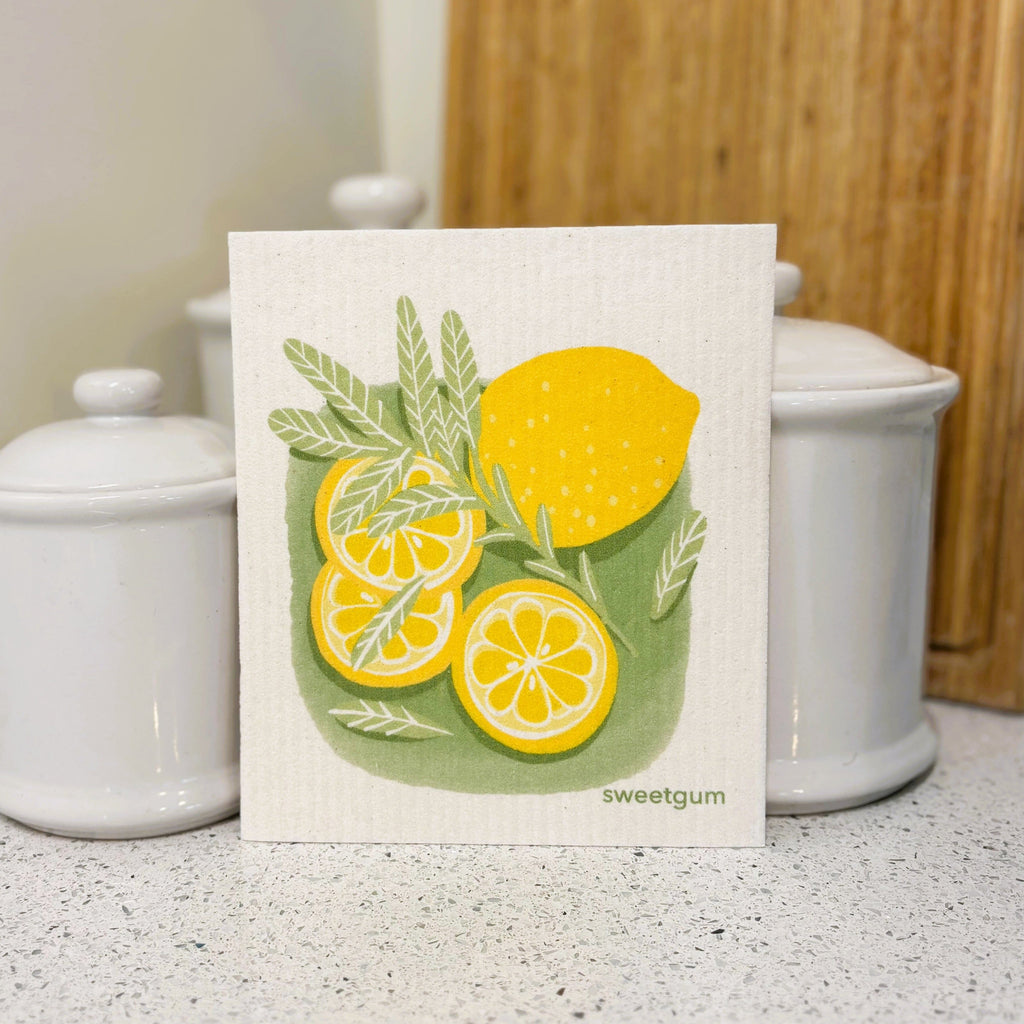 Swedish Dishcloth, Lemons and Sage by sweetgum home