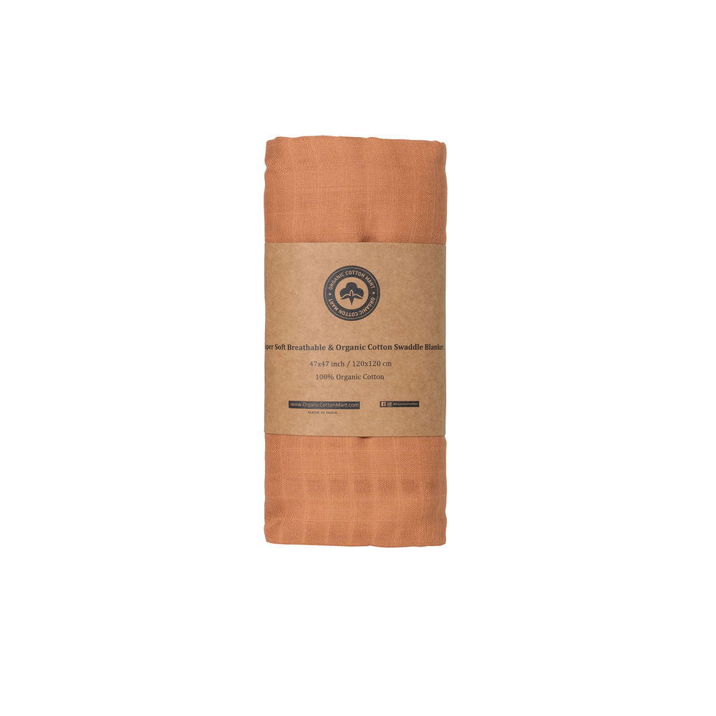 Organic Cotton Muslin Swaddle Blanket, 47 x 47 in