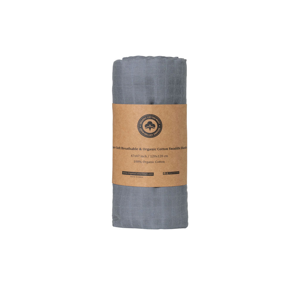 Organic Cotton Muslin Swaddle Blanket, 47 x 47 in