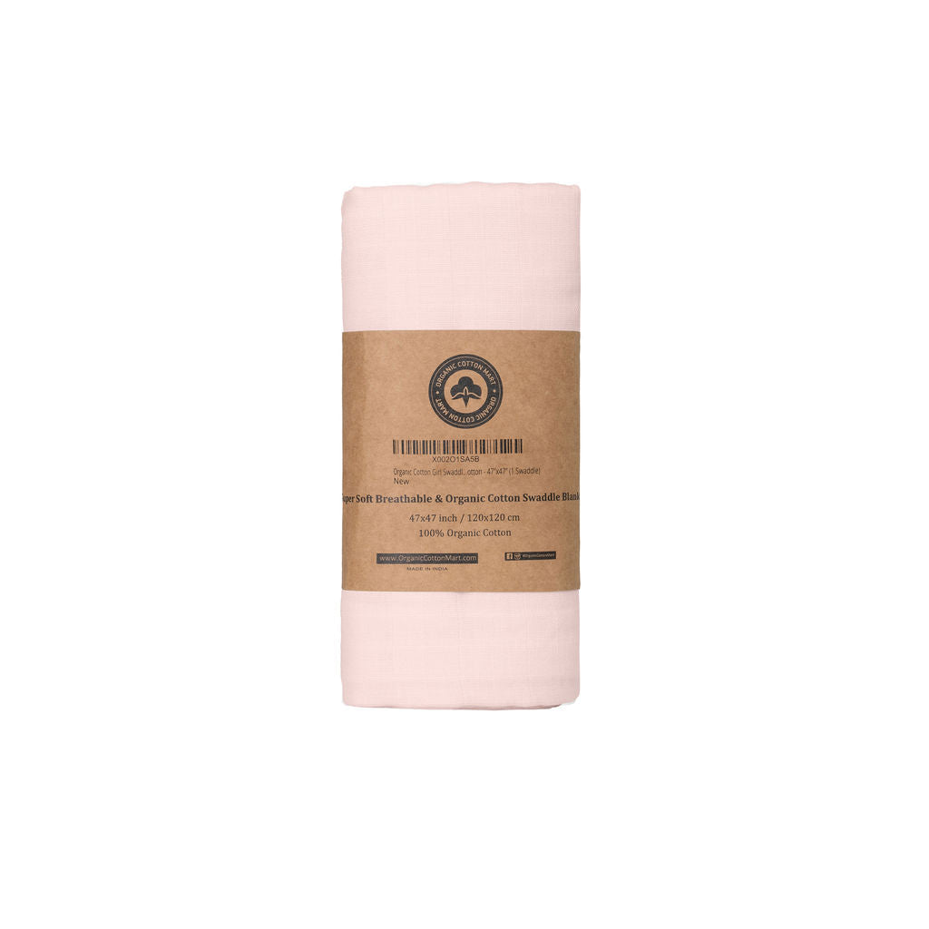 Organic Cotton Muslin Swaddle Blanket, 47 x 47 in