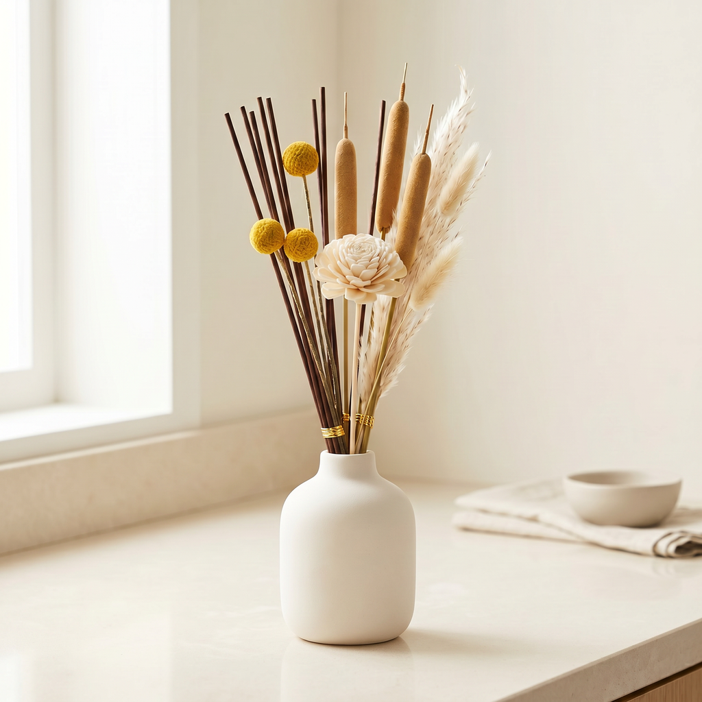 The bundle displayed in a diffuser bottle