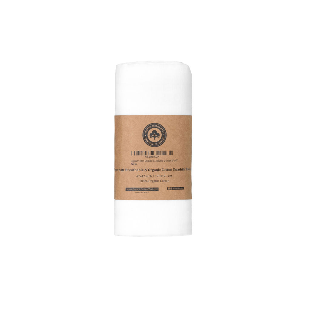 Organic Cotton Muslin Swaddle Blanket, 47 x 47 in